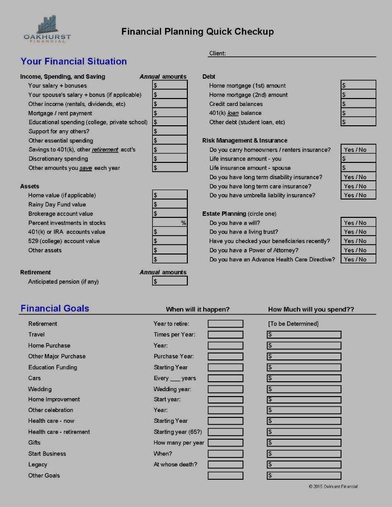 Thumbnail for Quick Financial Checkup form